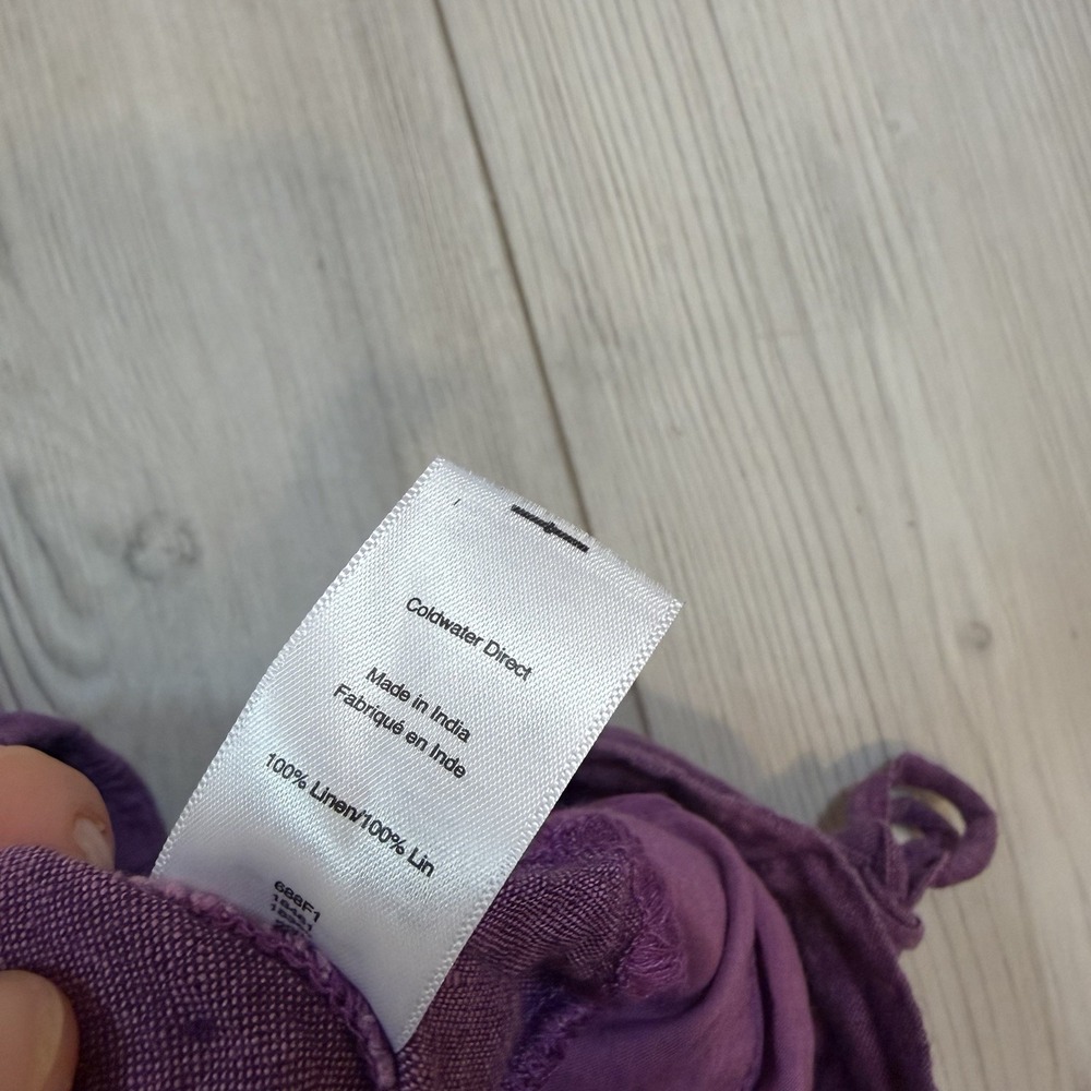 Coldwater Creek Deep Plum Cropped Linen-Blend Pants - Picture 7 of 11